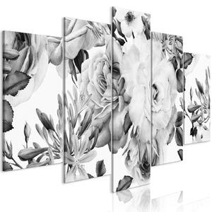Obraz - Kompozice růží - černobílá 100x50