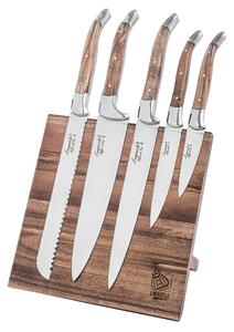 LAGUIOLE Luxury - sada kuchařských nožů, rukojeť olivové dřevo a magnetický stojan z akátového dřevaá
