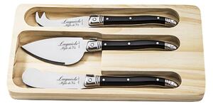 Laguiole Premium - nože na sýr 3 ks, rukojeť černá
