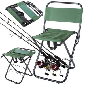Verk 01679 Kempingová skládací židlička s držákem na rybářský prut zelená