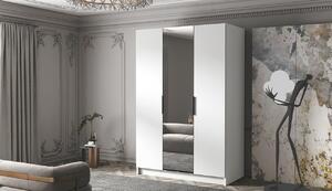 Šatní skříň se zrcadlem 150 cm COVO 2 - bílá / černé úchyty