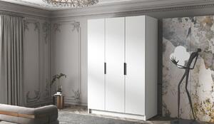 Šatní skříň 150 cm COVO 1 - bílá / černé úchyty