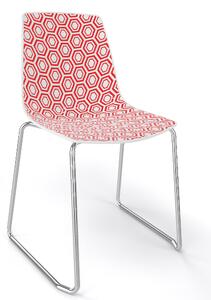 GABER - Židle ALHAMBRA ST, bíločervená/chrom
