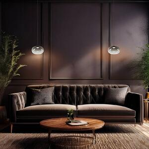Milagro Lighting LED závěsné světlo Vaso, kouřově šedá, Ø 18 cm, sklo, Hliník / šedá / zinek, Obývací pokoj / jídelna, Sklo, Moderní