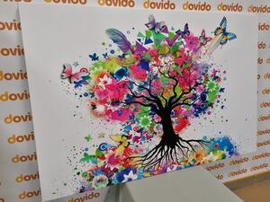 Obraz květinový strom plný barev