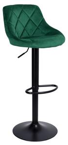 Barová židle CYDRO sametová, černá / tmavě zelená
