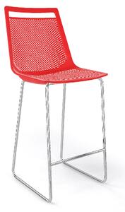 GABER - Barová židle AKAMI ST nízká, červená/chrom