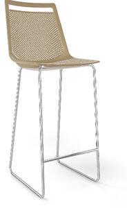 GABER - Barová židle AKAMI ST vysoká, světle hnědá/chrom