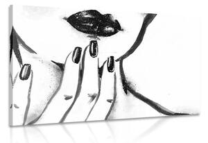 Obraz akvarelový portrét ženy v čiernobielom prevedení