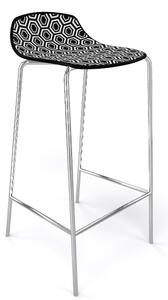 GABER - Barová židle ALHAMBRA vysoká, černobílá/chrom