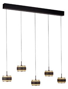 Závěsná svítidlo PURE, Falling Rings, stmívatelné, Černá, Obývací pokoj, Kov, Moderní