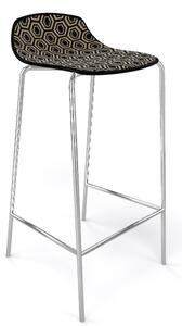 GABER - Barová židle ALHAMBRA vysoká, černobéžová/chrom