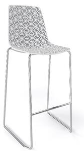 GABER - Barová židle ALHAMBRA ST vysoká, bílošedá/chrom