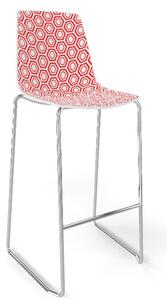 GABER - Barová židle ALHAMBRA ST vysoká, bíločervená/chrom