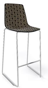 GABER - Barová židle ALHAMBRA ST vysoká, černobéžová/chrom