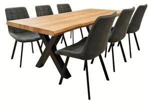 Vikio Jídelní set pro 6 osob 180x90 cm dub, šedá samet VJS118-61S-S