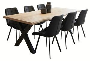 Vikio Jídelní set pro 6 osob 180x90 cm dub, černá broušená kůže VJS118-61C