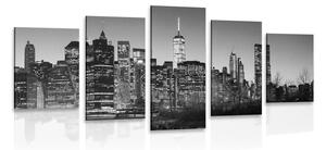 5-dílný obraz centrum New Yorku v černobílém provedení