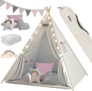 Dětský stan teepee JULIA, 120x120x160cm, béžová/růžová Spielwerk
