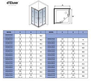 D‘Eluxe Sprchový kout rohový SLIDING CI95X 80x70x195cm, posuvné dveře, čiré sklo, EasyClean, 6mm
