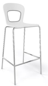 GABER - Barová židle BLOG - nízká, bílošedá/chrom