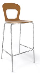 GABER - Barová židle BLOG - nízká, hnědobílá/chrom