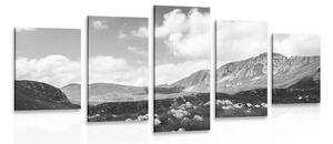 5-dílný obraz údolí v Černé Hoře v černobílém provedení