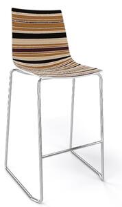 GABER - Barová židle COLORFIVE ST - nízká, hnědobéžová/chrom