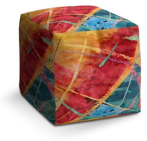 Sablio Taburet Cube Barevné čáry - 40x40x40 cm