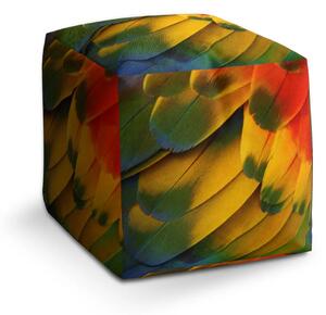 Sablio Taburet Cube Barevné peří - 40x40x40 cm