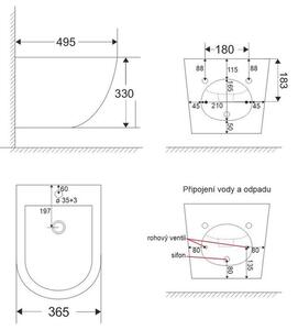 EBS Urban Závěsný bidet 49,5 x 36,5 cm, bílá BIDURBANV