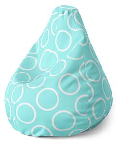 Sablio Sedací vak Pear Bílé kruhy - 70 x 95 x 15 cm
