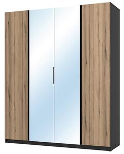 Šatní skříň KAJA 2F 2LU | 200 cm | se zrcadly | VYSOKÁ | černá/evoke