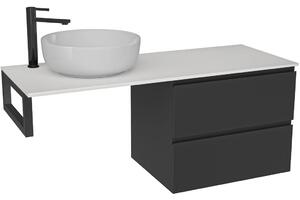 Koupelnová skříňka Carole - černá matná + deska pod umyvadlo z lit. mramoru Elanys - 12 mm + konzole černá - 160x46x49,2 cm