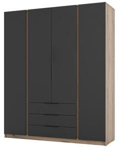 Šatní skříň KAJA 4F 3S | 200 cm | bez zrcadla | VYSOKÁ | evoke/černá