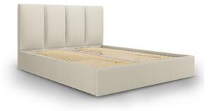 Béžová čalouněná dvoulůžková postel s úložným prostorem s roštem 140x200 cm Juniper – Mazzini Beds