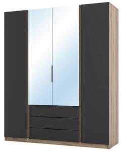 Šatní skříň KAJA 2F 2LU 3S | 200 cm | se zrcadly | VYSOKÁ | evoke/černá