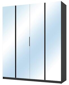 Šatní skříň KAJA 4LU | 200 cm | se zrcadly | VYSOKÁ | černá/evoke