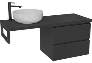 Koupelnová skříňka Carole - černá matná + deska pod umyvadlo Navira Pro - 36 mm + konzole černá - 160x46x51,6 cm