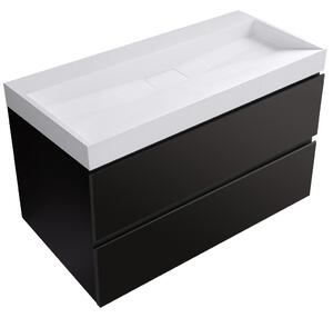 Koupelnová skříňka Carole - černá matná + umyvadlo z lit. mramoru Vita - bílá lesklá - 100x58x46 cm