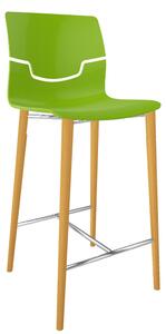 GABER - Barová židle SLOT BL - nízká, zelená/buk
