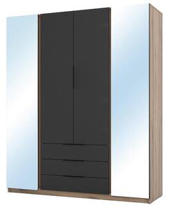 Šatní skříň KAJA 2LU 2F 3S | 200 cm | se zrcadly | VYSOKÁ | evoke/černá