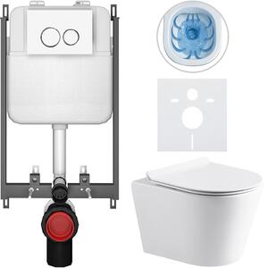 Kompletní WC set Basic/Carlito - bílá lesklá - WC tlačítko Dualo/Bílá - pro zazdění - 48,5x36,5 cm
