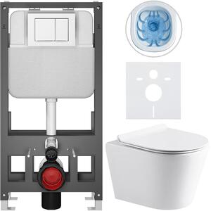 Kompletní WC set Basic/Carlito - bílá lesklá - WC tlačítko Maxio/Bílá - volně stojící - předstěnová instalace - 48,5x36,5 cm