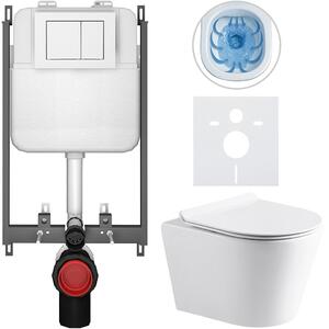 Kompletní WC set Basic/Carlito - bílá lesklá - WC tlačítko Maxio/Bílá - pro zazdění - 48,5x36,5 cm