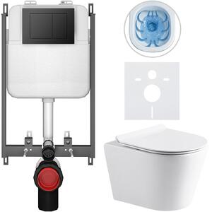Kompletní WC set Basic/Carlito - bílá lesklá - WC tlačítko Maxio/Černá - pro zazdění - 48,5x36,5 cm