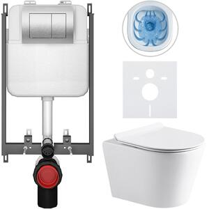 Kompletní WC set Basic/Carlito - bílá lesklá - WC tlačítko Maxio/Stříbrná - pro zazdění - 48,5x36,5 cm