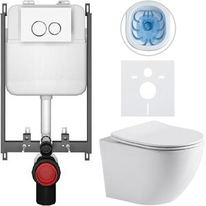 Kompletní WC set Basic/Cesso - bílá lesklá - WC tlačítko Dualo/Bílá - pro zazdění - 49x36 cm - 8050BD85926