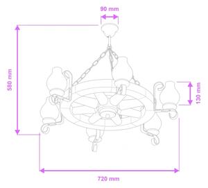 Brilagi - Lustr na řetězu ROATA 6xE14/40W/230V pr. 70 cm buk/ořech
