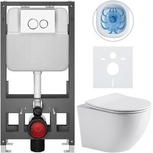 Kompletní WC set Basic/Cesso - bílá lesklá - WC tlačítko Dualo/Bílá - volně stojící - předstěnová instalace - 49x36 cm - 8050BD85927